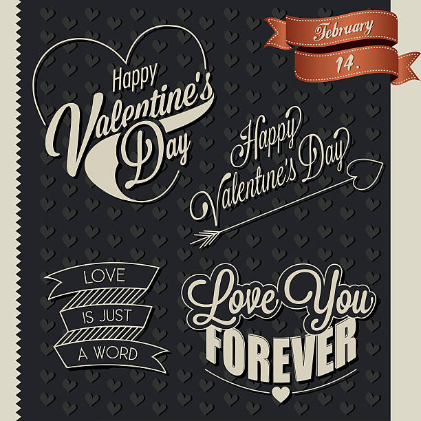 istock Happy Valentine's Day lettering in vintage styled design 535372569