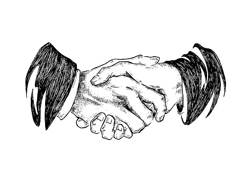 Business people shaking hands - Pencil drawing