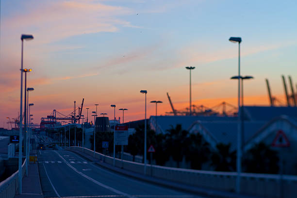 istock Barcelona'c Comercial Port at dusk 535378329