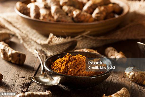 Raw Organic Turmeric Spice Stock Photo - Download Image Now - 2015, Culture of India, Curry Powder