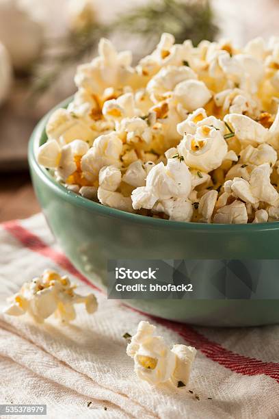 Homemade Rosemary Herb And Cheese Popcorn Stock Photo - Download Image Now - 2015, Appetizer, Bag