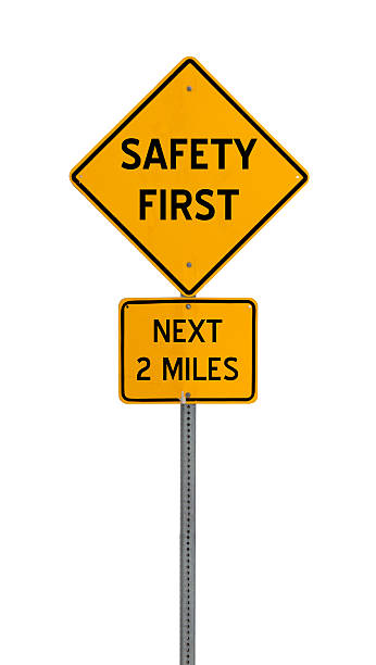 istock safety first - Yellow road warning sign 535395742
