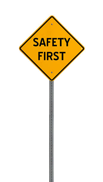 istock safety first - Yellow road warning sign 535396002