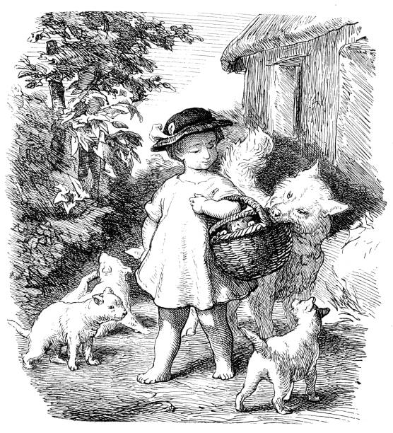 istock Antique illustration of child with dog 535396745