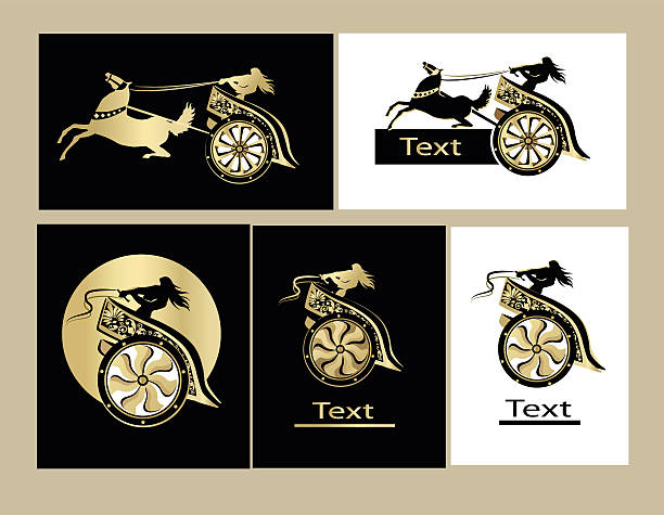 thunder chariot concept logo design thunder chariot concept logo design. Vector illustration. chariot racing stock illustrations