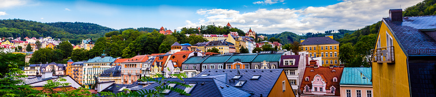 XXXXL Panorama of spa town Karlovy Vary, Czech Republic