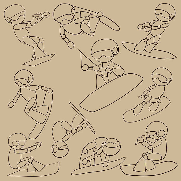 illustrazioni stock, clip art, cartoni animati e icone di tendenza di wakeboarder 1 - life jacket little boys lake jumping