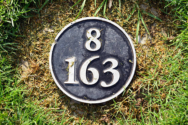 Distance yardage marker on Golf course in tee box