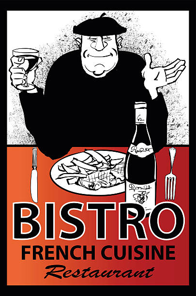 Business french restaurant poster - vector illustration