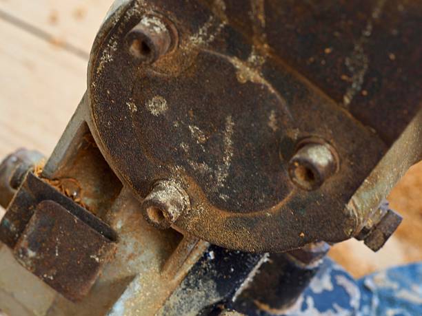 istock Part of electric circular saw:rusty nut and bolt 535399768