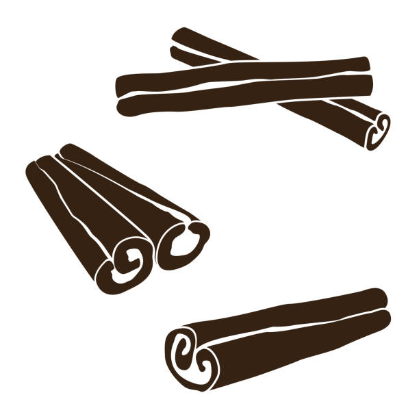 Silhouettes of cinnamon sticks vector art illustration