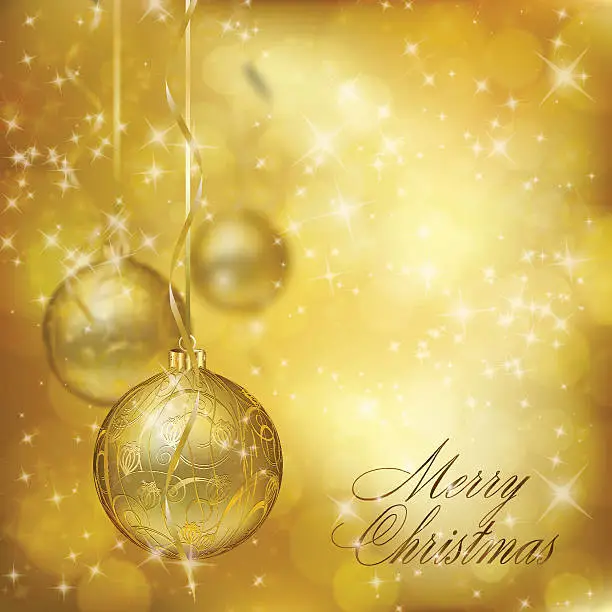 Vector illustration of Golden Christmas balls