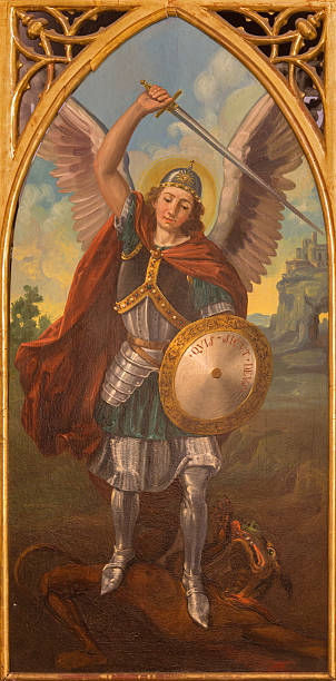 seville - the paint of archangel michael - aartsengel stockfoto's en -beelden