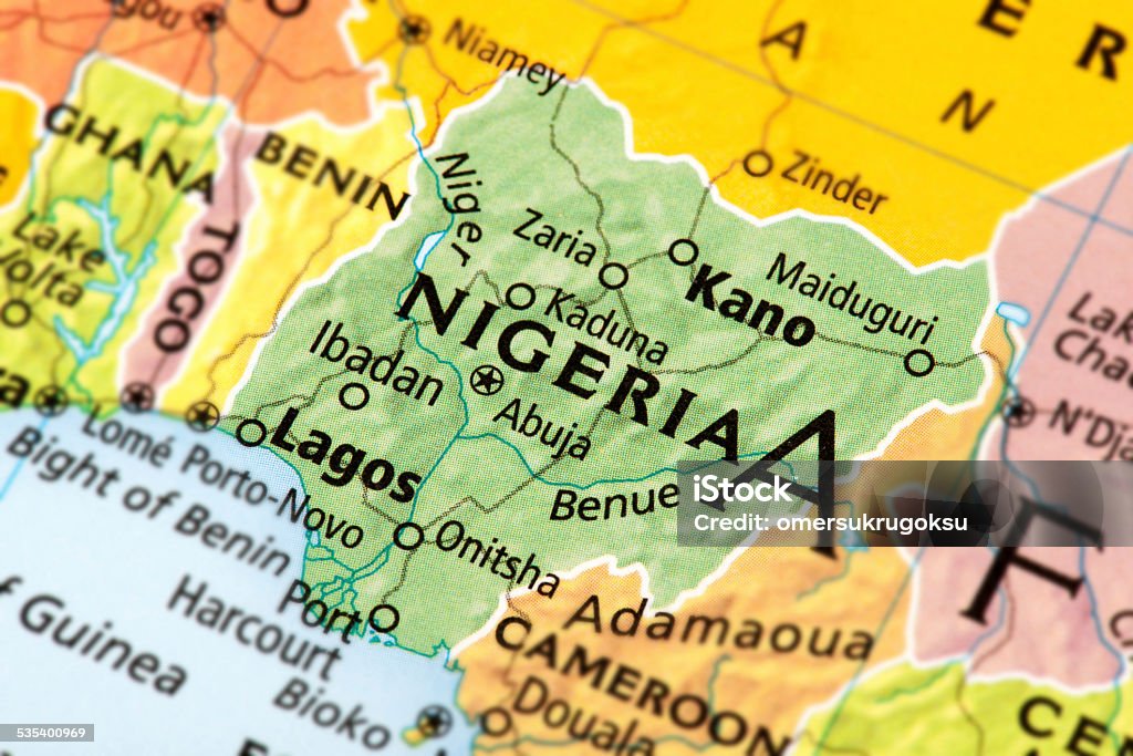 Nigeria Map of Nigeria. A detail from the World Map. Nigeria Stock Photo