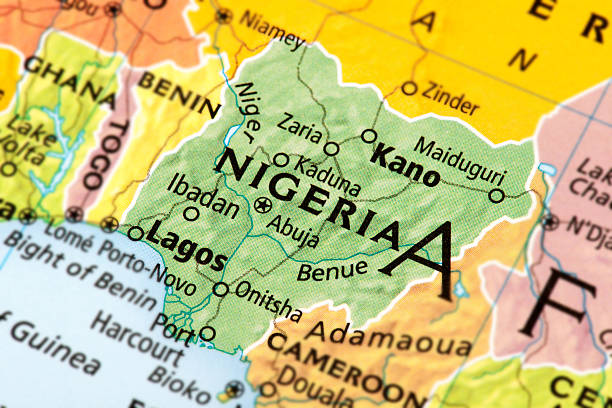 Nigeria Map of Nigeria. A detail from the World Map. algarve map stock pictures, royalty-free photos & images