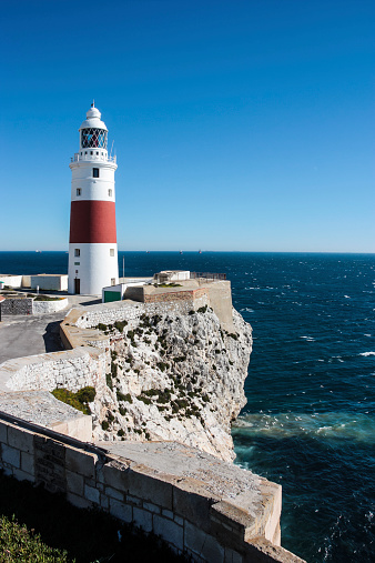 Trinity Lighthouse at Europa Point, the southernmost point of Gibraltar.