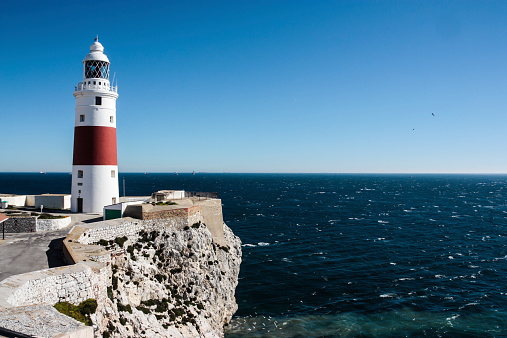 Trinity Lighthouse at Europa Point, the southernmost point of Gibraltar.