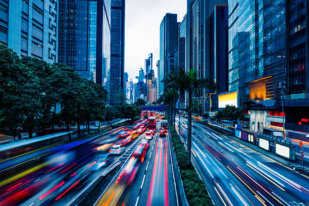 istock crowded traffic in the downtown district,hong kong 535402954