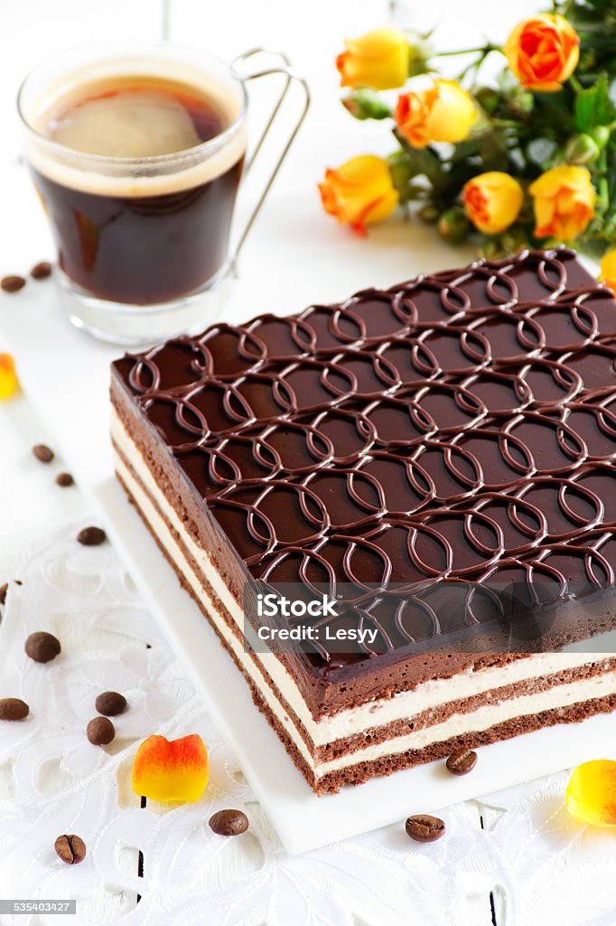 Chocolate and coffee cake "Opera". 2015 Stock Photo