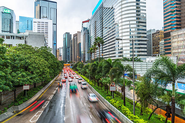 istock crowded traffic in the downtown district,hong kong 535405038