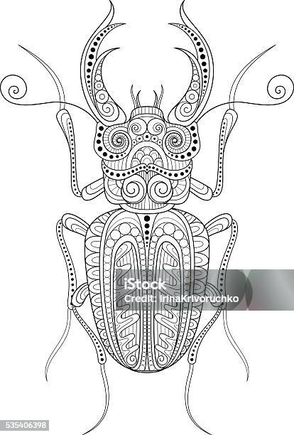 Vector Decorative Ornate Beetle Stock Illustration - Download Image Now - Tangle Pattern, Abstract, Animal