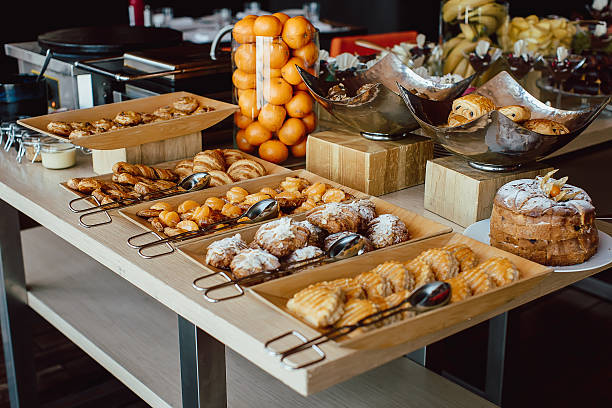 istock Assortment of fresh pastry on table in buffet 535407630
