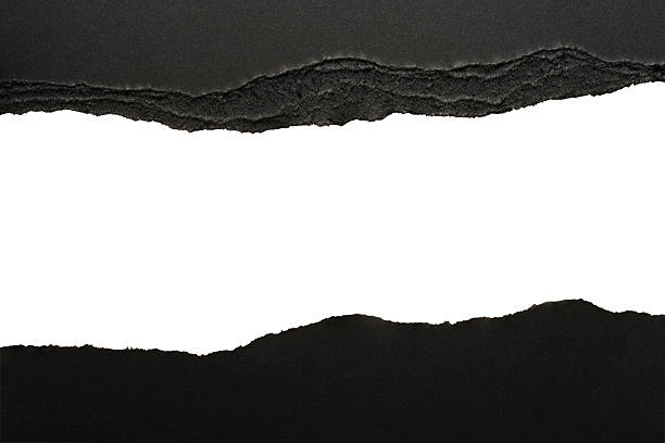 Isolated shot of black torn paper borders on white background Black torn paper borders isolated on white background with clipping path. cut or torn paper paper torn message pad stock pictures, royalty-free photos & images