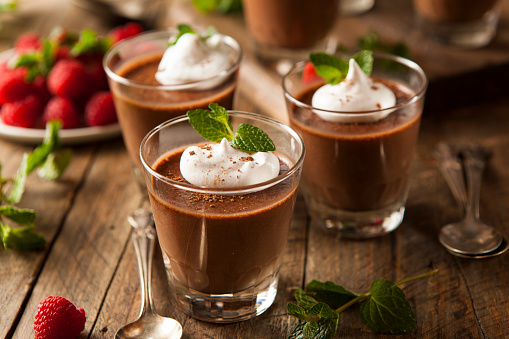 Homemade Dark Chocolate Mousse with Whipped Cream