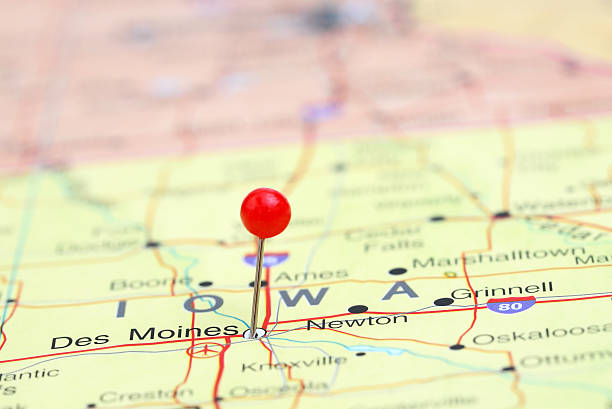 istock Des Moines pinned on a map of USA 535412623