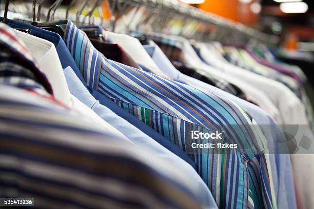 Collection Of Male Shirts On Rack Stock Photo - Download Image Now - Adult, Arts Culture and Entertainment, Beautiful People