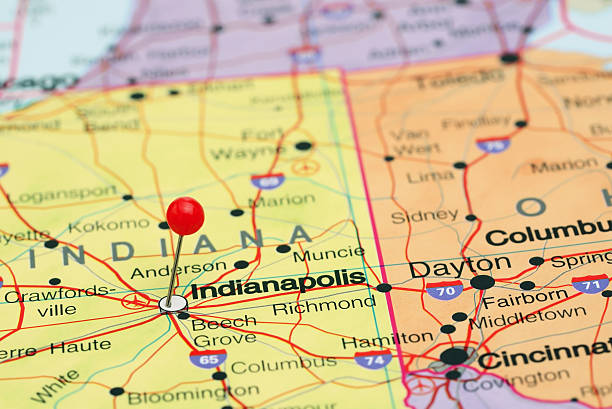 istock Indianapolis pinned on a map of USA 535413269