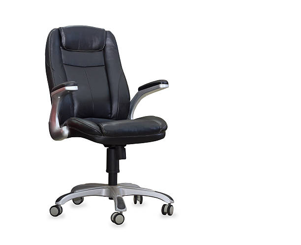 istock The office chair from black leather. Isolated 535414615
