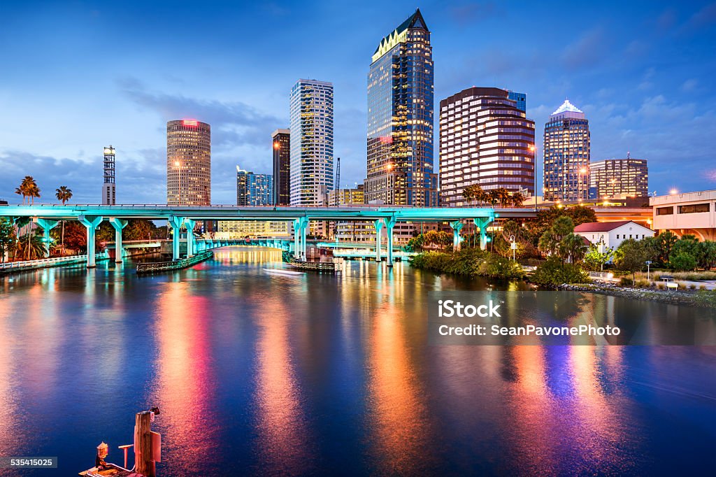 Tampa, Florida Skyline Tampa, Florida, USA downtown city skyline over the Hillsborough River. Tampa Stock Photo