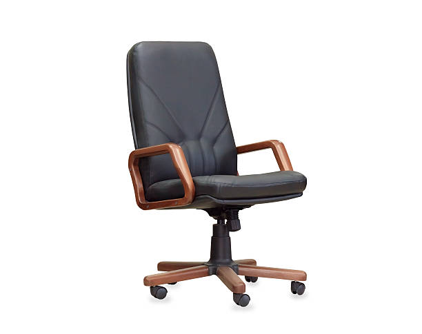 istock The office chair from black leather. Isolated 535415103
