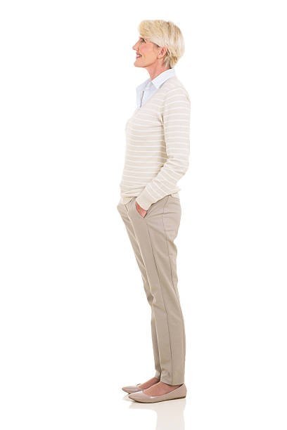 middle aged woman looking up