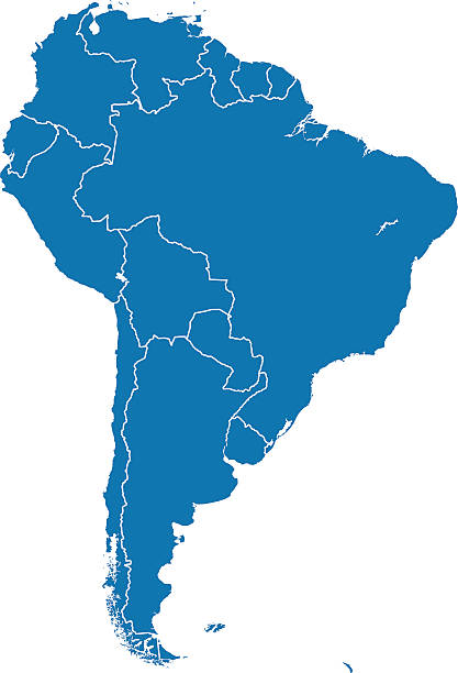 South America Map Vector of highly detailed South America map , Each country is an individual object and can be colored separately. argentina map stock illustrations