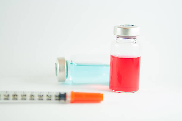 istock Disposable syringe and injection vial background 535416017