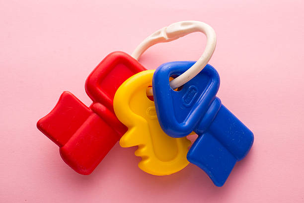 Traditional Plastic Baby Toy of Keys on Ring stock photo