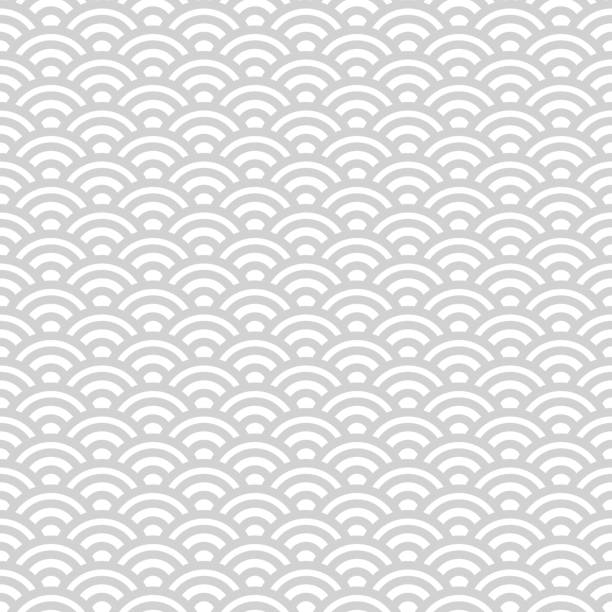 Gray and white japanese seamless pattern Light gray and white japanese seamless pattern seigaiha stock illustrations