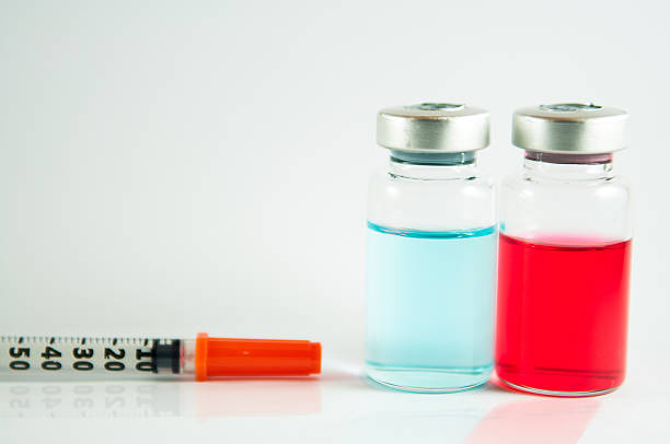 istock Disposable syringe and injection vial background 535416681