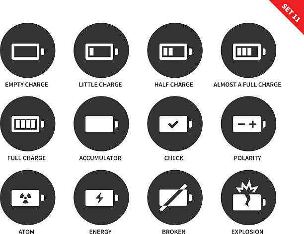 batterie etagen symbol auf weißem hintergrund - minus zeichen grafiken stock-grafiken, -clipart, -cartoons und -symbole