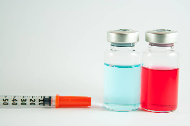 istock Disposable syringe and injection vial background 535417357