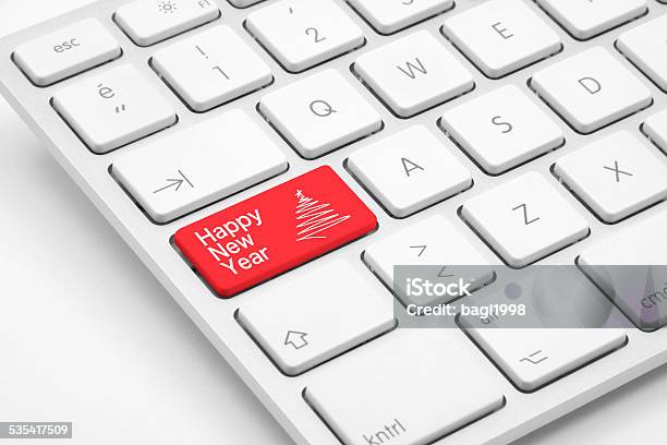 Happy New Year On Keyboard Stock Photo - Download Image Now - 2015, 2016, Computer Keyboard