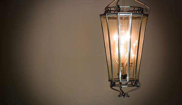 istock Light fixture lit in the dark 535419008