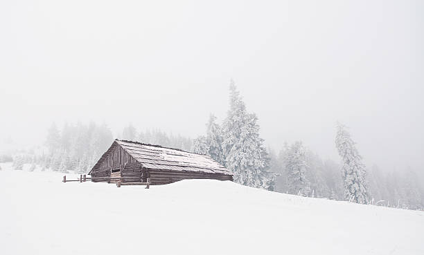 istock Shepherd's hut in the winter mountains 535419793