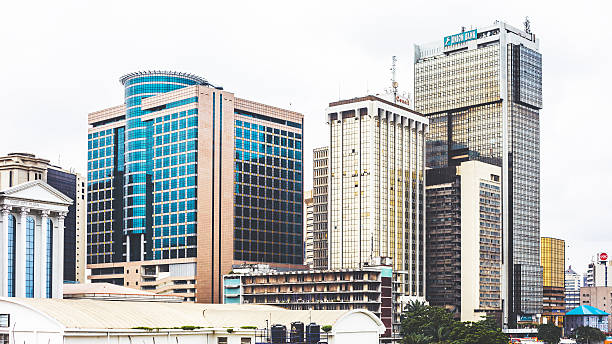 Downtown Lagos, Nigeria. Office buildings in Lagos Island's commercial district. nigeria stock pictures, royalty-free photos & images