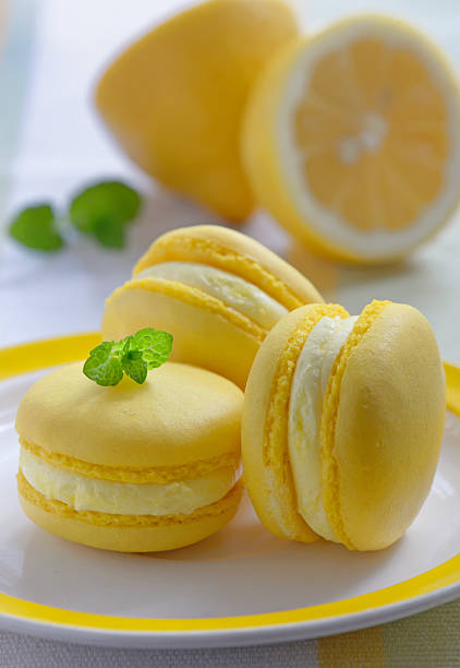 istock Colorful french macarons with lemon flavor 535420810