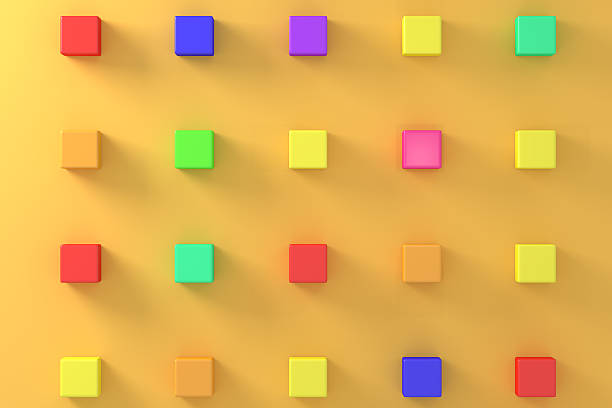 istock Colorful bright cubes on orange background 535420984