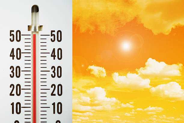 istock Hot temperature with lens flare effect 535422284