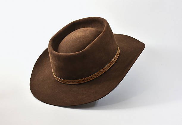istock Vintage brown cowboy hat on white background. 535424772